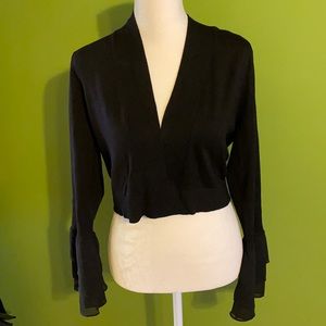 Calvin Klein women cardigan wit ruffle cuffs, size S/CH/P, color black